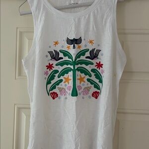 LOFT White Tank Top with Graphic Design